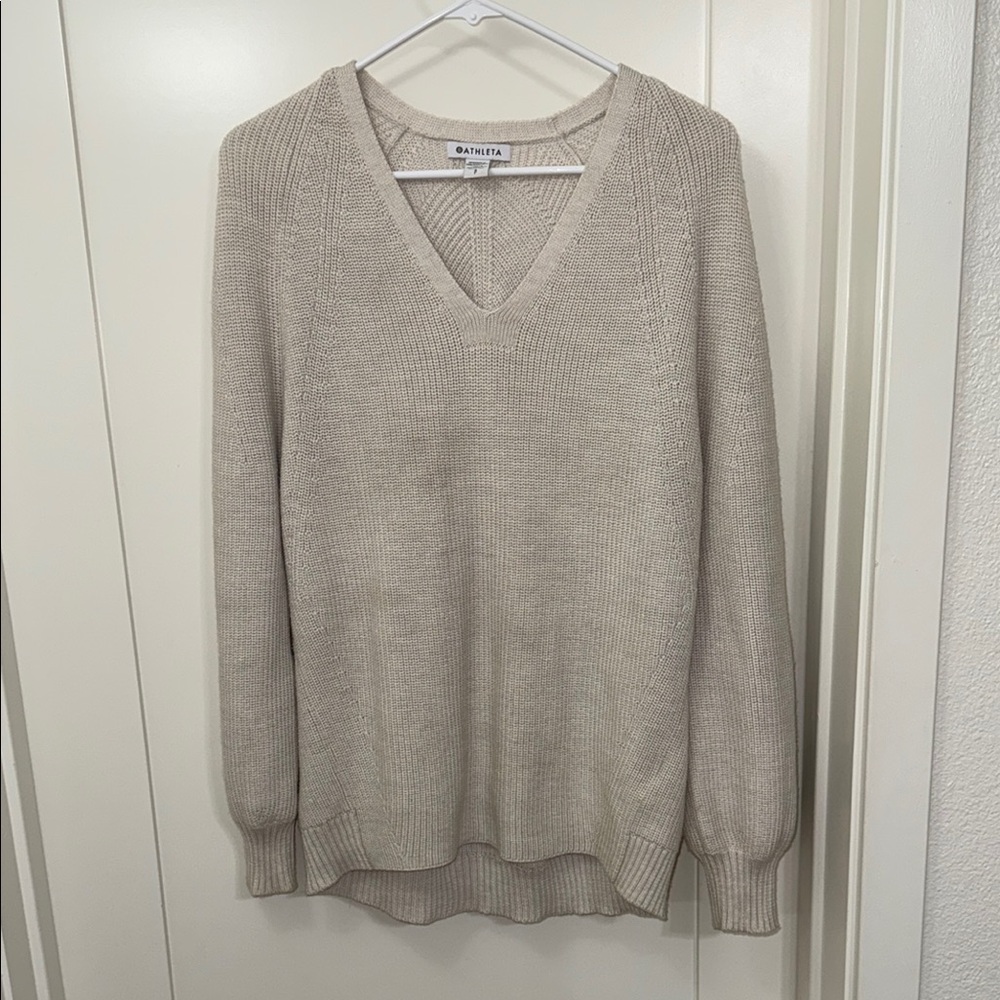 ATHLETA Hanover Refined V-Neck Sweater Women's Size S/P Gray